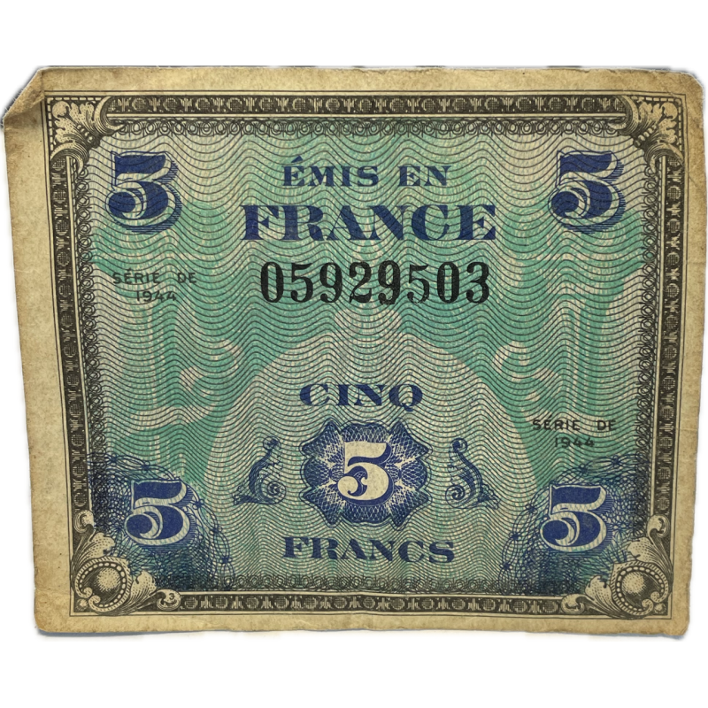 Billet d'invasion, 5 francs, 1944 Billet d'invasion, 5 francs, 1944