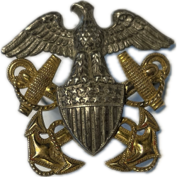 Insigne de calot, officier, US Navy, GEMSCO, Sterling