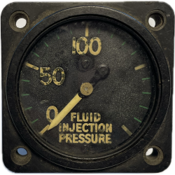 Jauge de pression d'injection de fluide, tableau de bord, USAAF