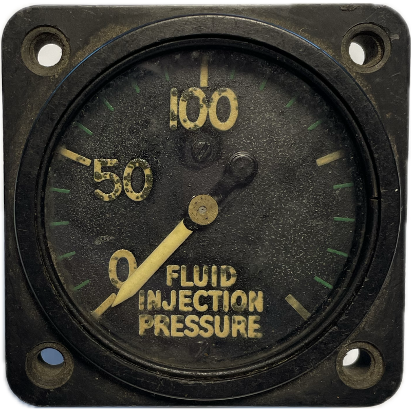 Jauge de pression d'injection de fluide, tableau de bord, USAAF