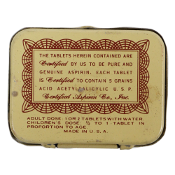 Tin, 12 Tablets, Aspirin, CERTIFIED ASPIRIN CO., INC. 1939