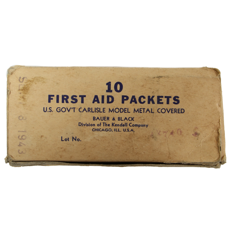 Pansement, First-Aid Packet, US Army, Carlisle Model, avec sulfanilamide, 1943, BAUER & BLACK
