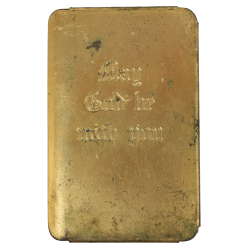 The New Testament, Steel Shield, Gold-Plated, 'May God be with you',