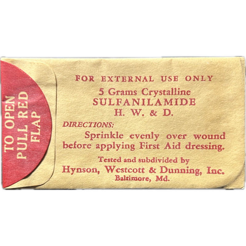 Sachet de sulfanilamide, Hynson, Westcott & Dunning, Inc., plein