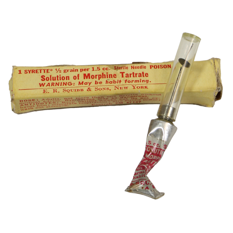 Syrette, Morphine, E.R. SQUIBB & SONS, US Army Medical Department Syrette, Morphine, E.R. SQUIBB & SONS, US Army Medical Department