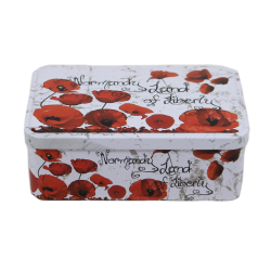 Boîte à sucre, métal, Coquelicots