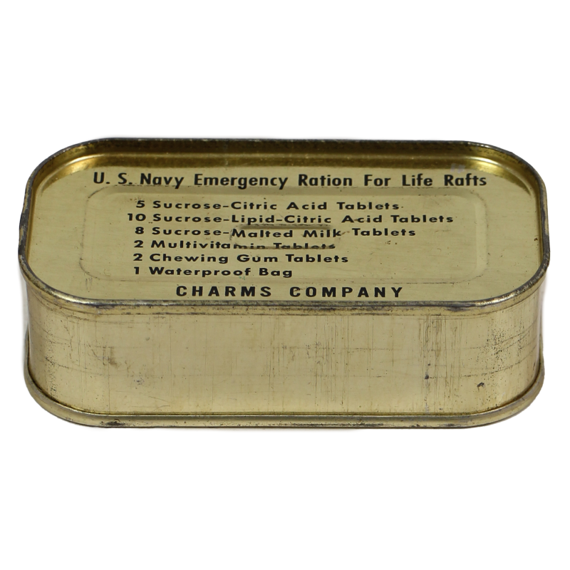 Boîte de ration de survie, US Navy, CHARMS COMPANY, intacte Boîte de ration de survie, US Navy, CHARMS COMPANY, intacte