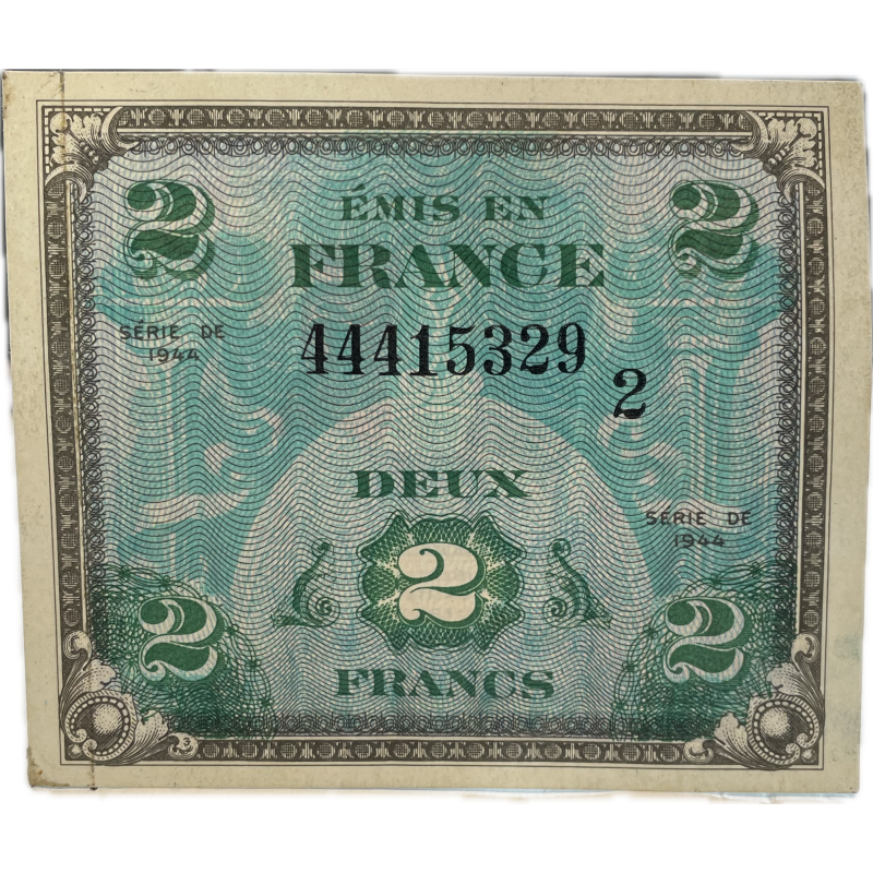 Billet drapeau (billet d'invasion), 2 francs, 1944 Billet drapeau (billet d'invasion), 2 francs, 1944