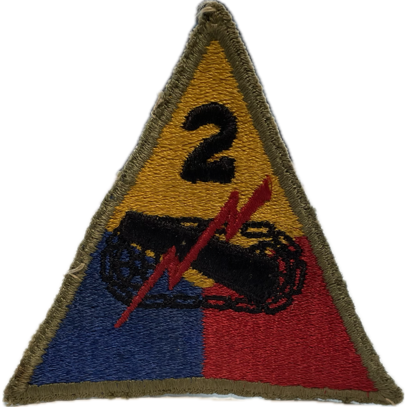 Insigne, 2nd Armored Division, Normandie, dos vert 1943 Insigne, 2nd Armored Division, Normandie, dos vert 1943