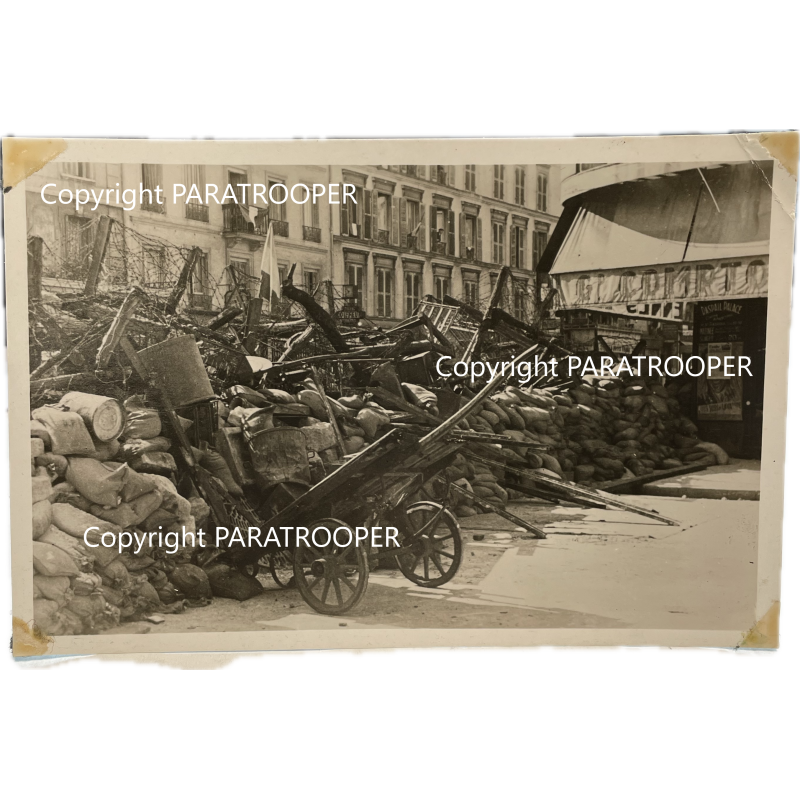 Photograph, Barricades in Montparnasse, Liberation of Paris, August 1944 Photograph, Barricades in Montparnasse, Liberation of Paris, August 1944