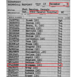 Grouping, T/5 Oris Bridgman, Medical Department, 53rd & 103rd General Hospitals, ETO
