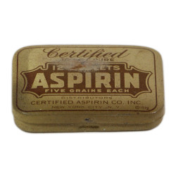 Boîte de 12 comprimés, aspirine, CERTIFIED ASPIRIN CO., INC. 1939