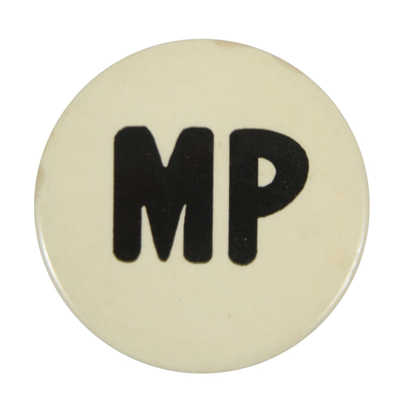 Badge, Pin, MP, Military Police, White Badge, Pin, MP, Military Police, White