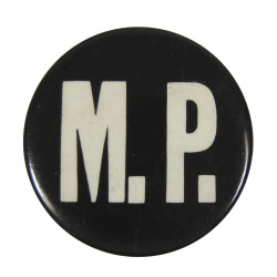 Badge à épingle, MP, Military Police, noir