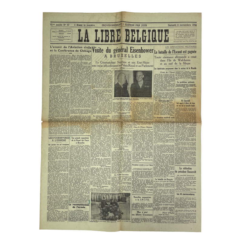 Journal belge, La Libre Belgique, 11 novembre 1944