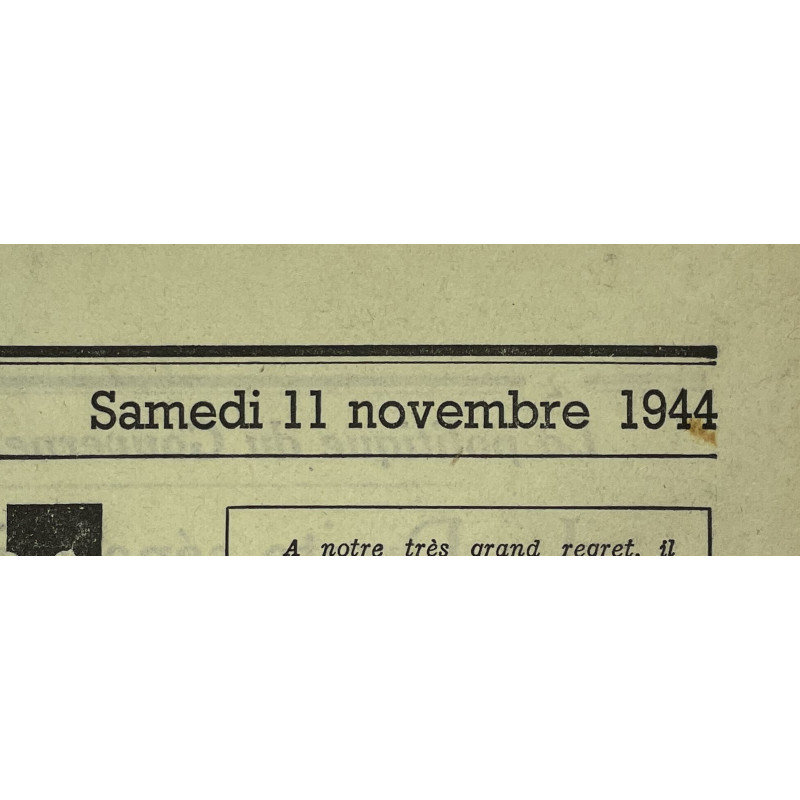 Newspaper, Belgian, La Libre Belgique, November 11, 1944