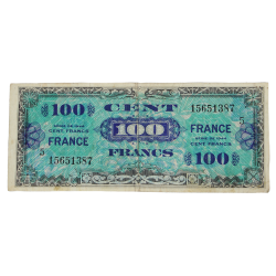 Banknote, Invasion Money, 100 Francs, 1944, 2nd Issue