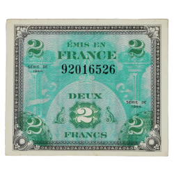 Billet drapeau (billet d'invasion), 2 francs, 1944