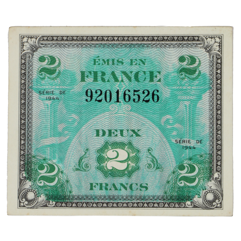 Billet drapeau (billet d'invasion), 2 francs, 1944 Billet drapeau (billet d'invasion), 2 francs, 1944