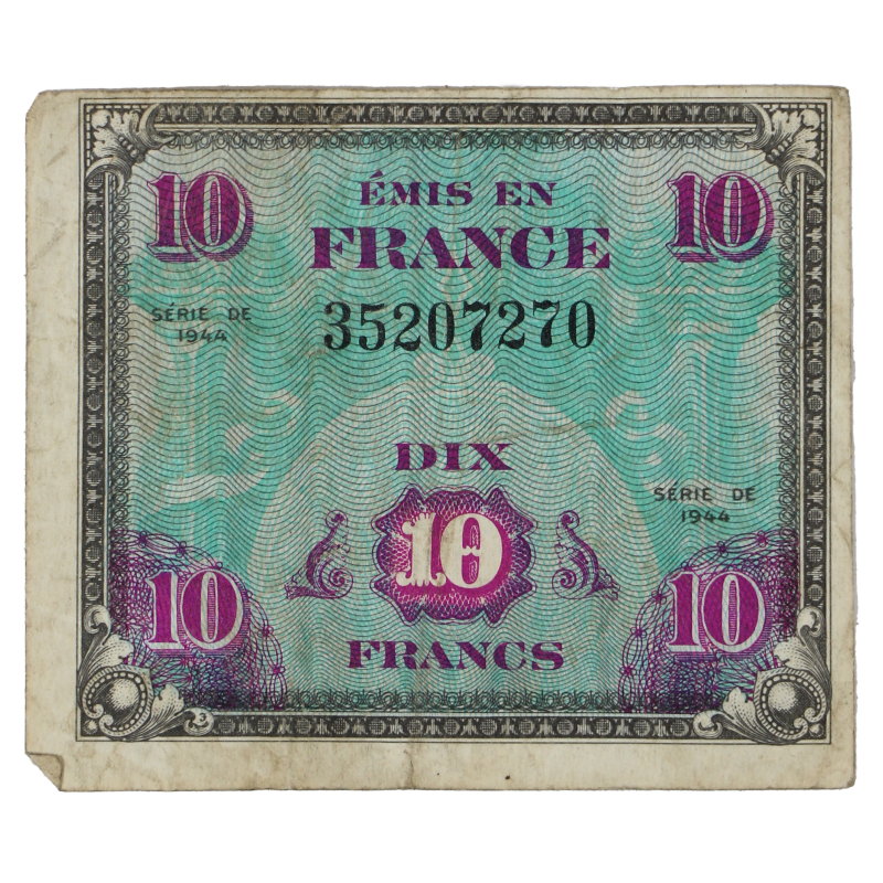 Banknote, 10 Francs, Invasion Money, 1944 Banknote, 10 Francs, Invasion Money, 1944
