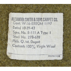 Blanket, Wool, US Army, Type I, 1943