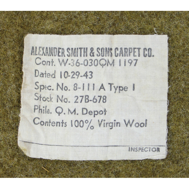 Blanket, Wool, US Army, Type I, 1943