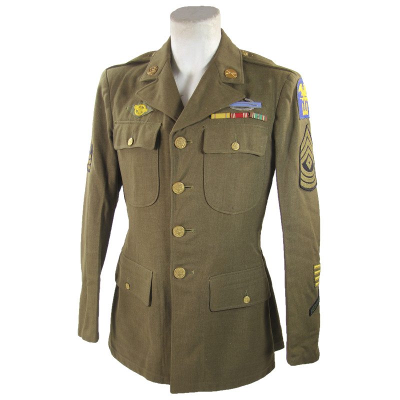 Coat, Serge, Wool, OD, First Sergeant, Amphibious Engineers, ESB, 37R, 1942 Coat, Serge, Wool, OD, First Sergeant, Amphibious Engineers, ESB, 37R, 1942