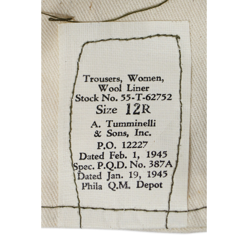 Trousers, Women, Wool Liner, WAC & Nurse