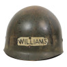 Casque M1, pattes fixes, liner WESTINGHOUSE, T/5 Ralph Williams, assistant aumônier, ETO Casque M1, pattes fixes, liner WESTINGHOUSE, T/5 Ralph Williams, assistant aumônier, ETO