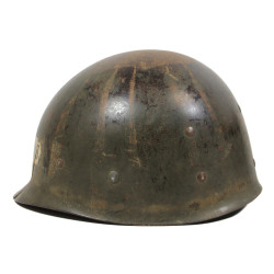 Casque M1, pattes fixes, liner WESTINGHOUSE, T/5 Ralph Williams, assistant aumônier, ETO