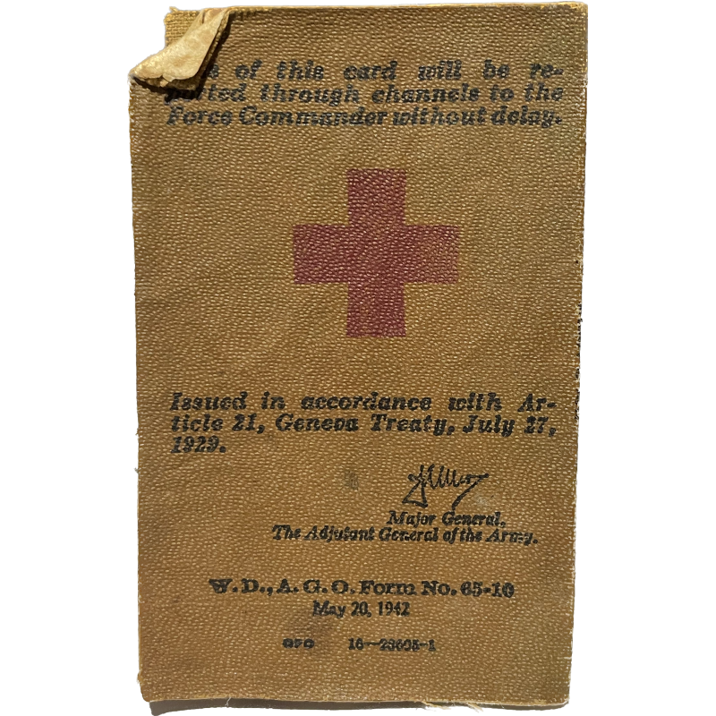 Carte d'identité médicale, 1er type, T/4 Roy Archer, 47th General Hospital, PTO