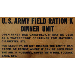 Ration K, Dinner Unit, premier type, complète