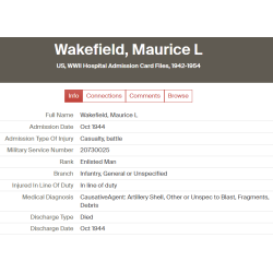 Bag, Barrack, S/Sgt. Maurice Wakefield, Co. A, 16th Inf. Regt., 1st Infantry Division, KIA, ETO