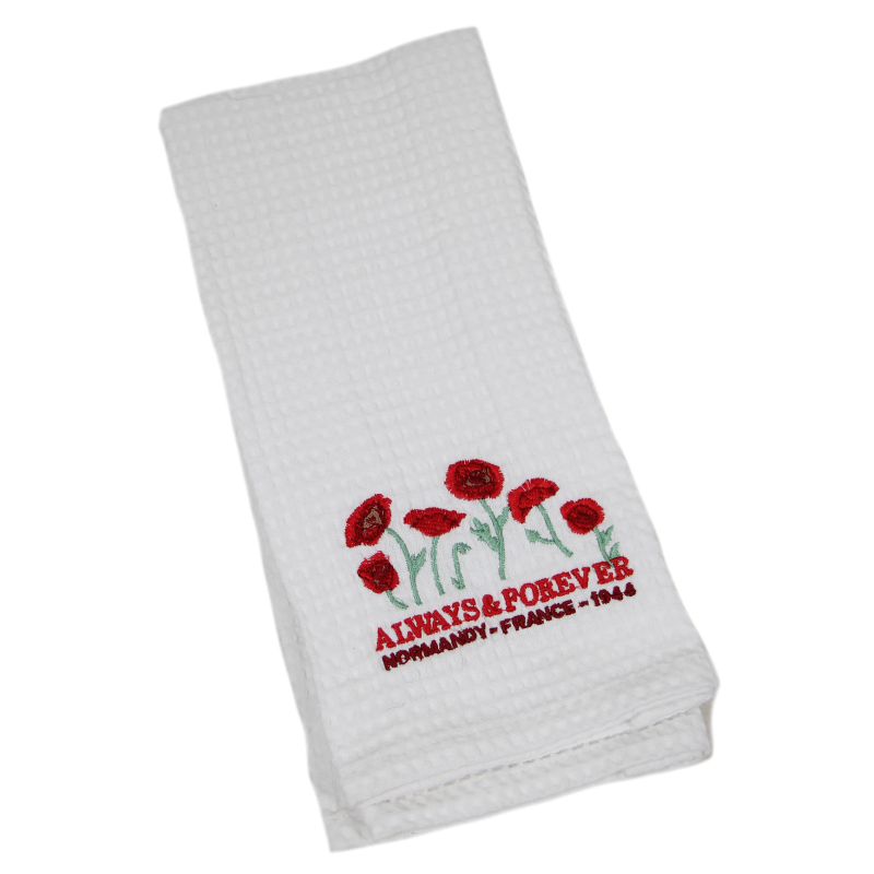 Tea towel, Honeycomb, Poppy, White Tea towel, Honeycomb, Poppy, White