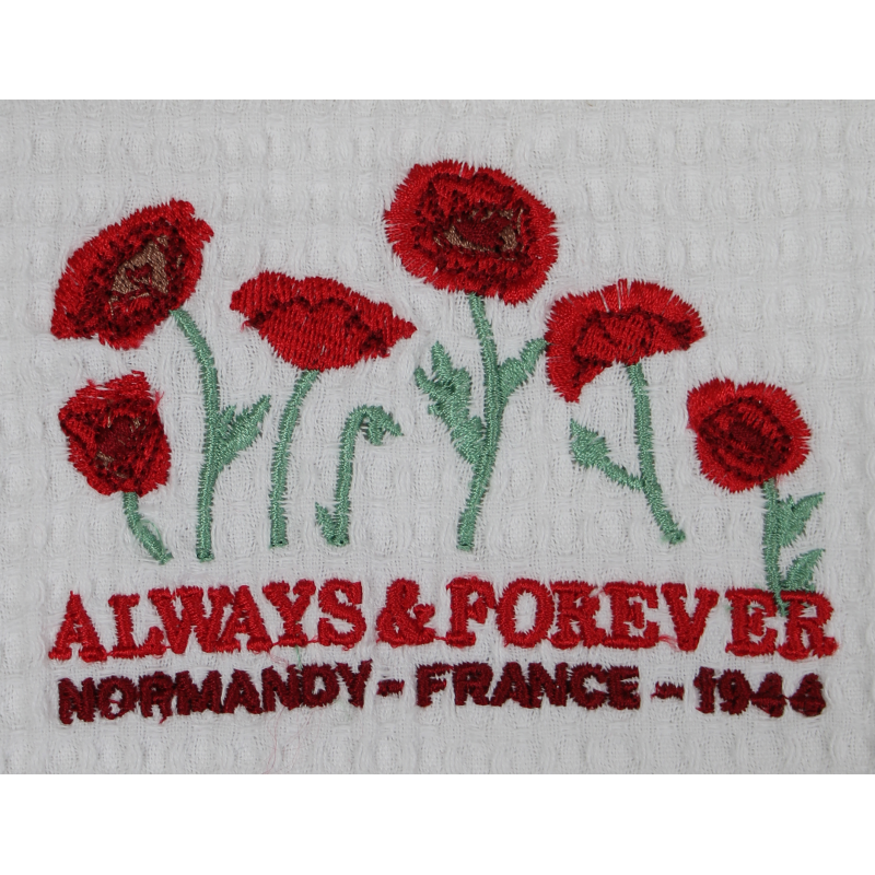 Torchon blanc, nid d'abeille, Coquelicot