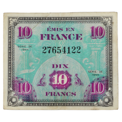Banknote, 10 Francs, Invasion Money, 1944