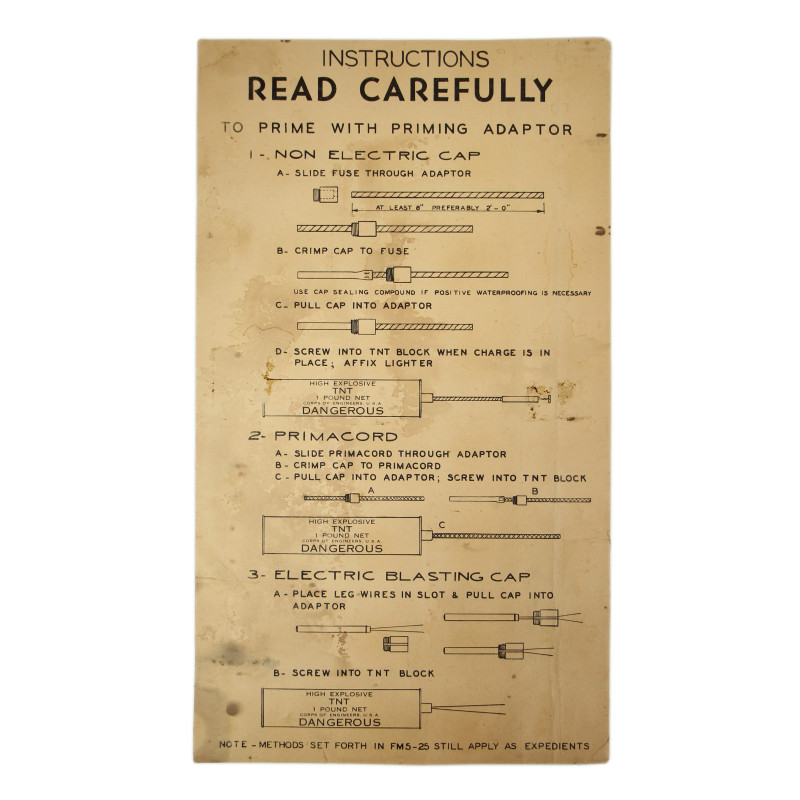Sheet, Instruction, Priming, TNT, Demolition