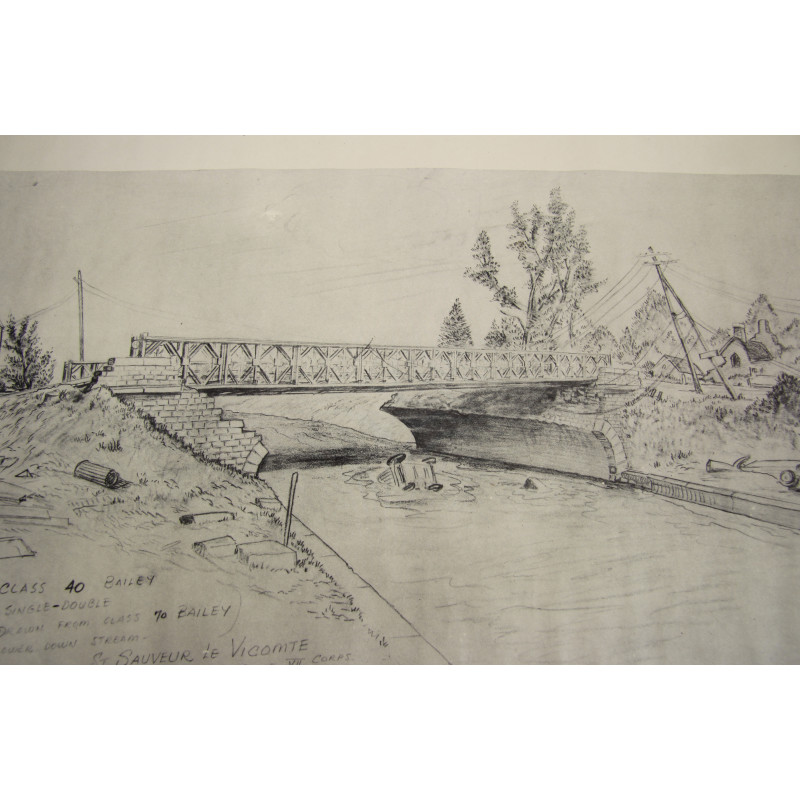 Sketch, Bailey Bridge, Saint-Sauveur-le-Vicomte, 1944