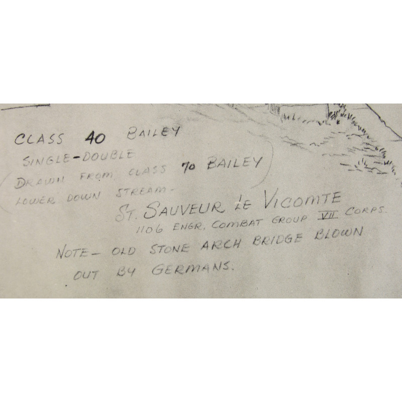 Croquis, pont Bailey, Saint-Sauveur-le-Vicomte, 1944