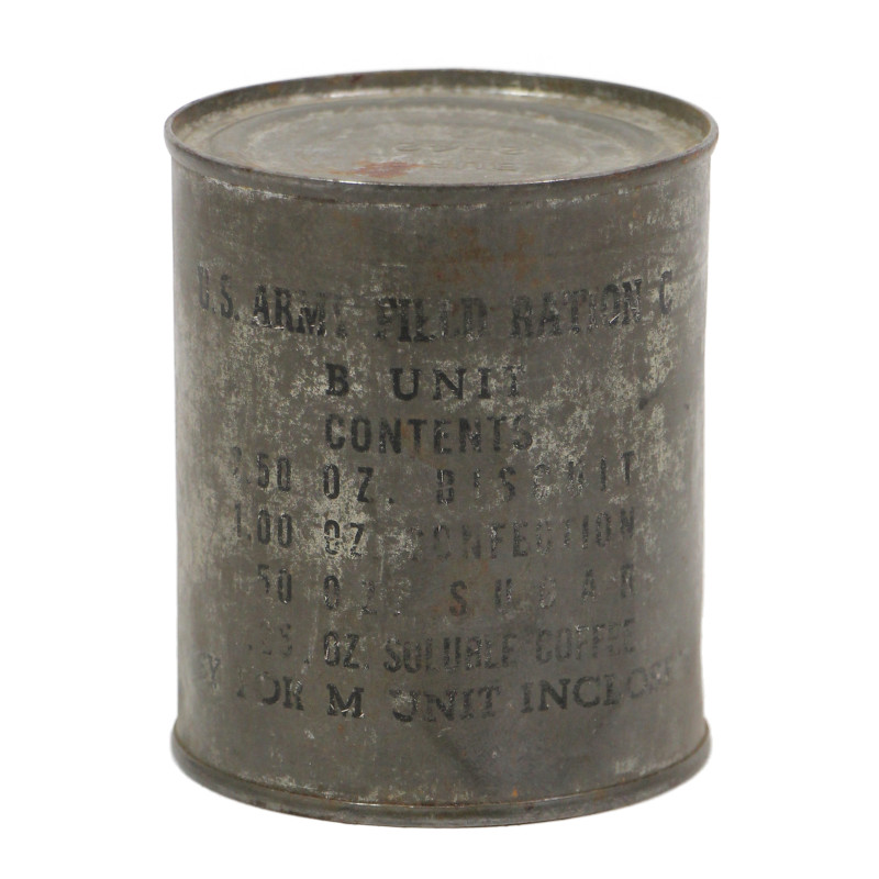 Boîte de ration, B Unit, US Army, Field Ration C, 1942, pleine