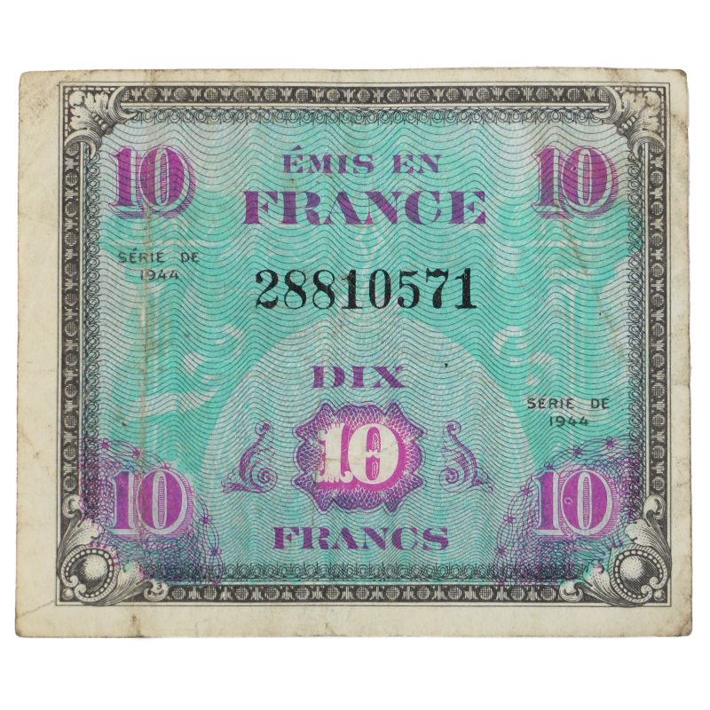 Billet d'invasion, 10 francs, 1944