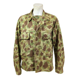 Veste de combat HBT (Herringbone Twill) camouflée, WOODBURY MILLS 1943, US Army, 38R