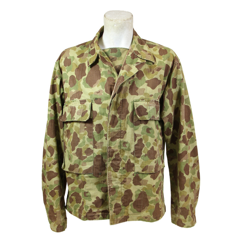 Veste de combat HBT (Herringbone Twill) camouflée, WOODBURY MILLS 1943, US Army, 38R