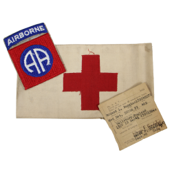 Armband, Medical, and Pass, Medical Detachmet, T/3 Roland Buggiani, Medical Detachment, 505th PIR, 82nd Airborne Division, ETO