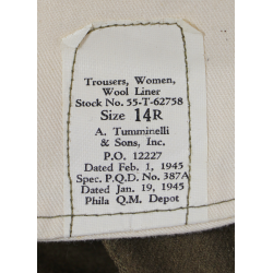 Trousers, Women's, Wool Liner, WAC & Nurse, 14R, 1945