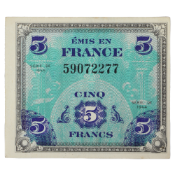 Billet d'invasion, 5 francs, 1944