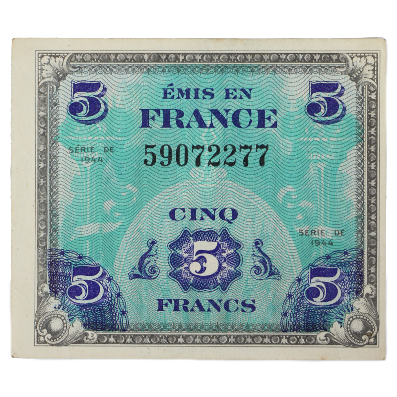 Billet d'invasion, 5 francs, 1944
