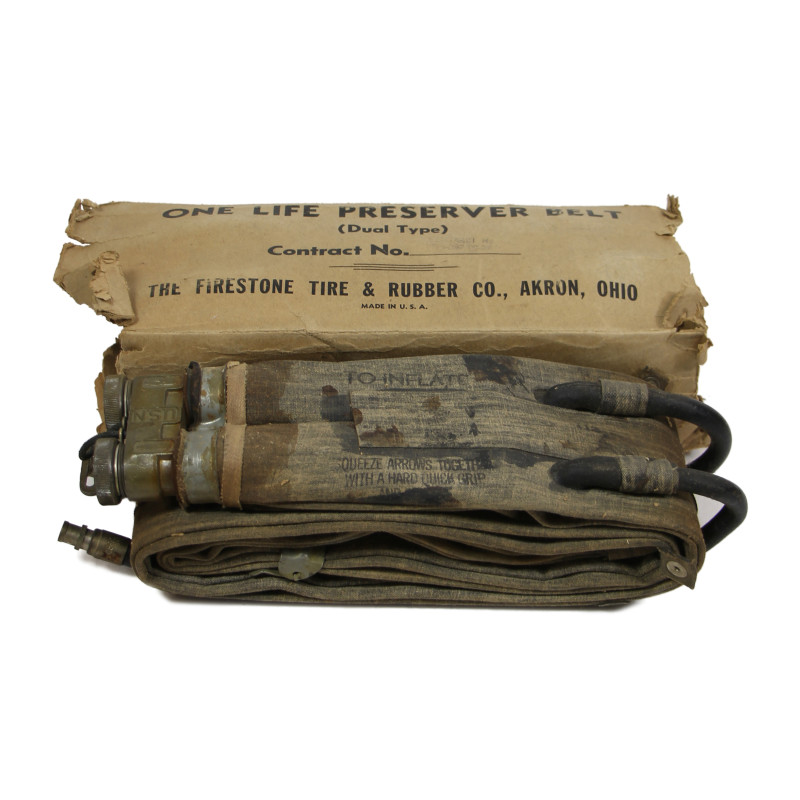 Bouée de débarquement M-1926, US Navy, THE FIRESTONE TIRE & RUBBER CO., dans sa boîte