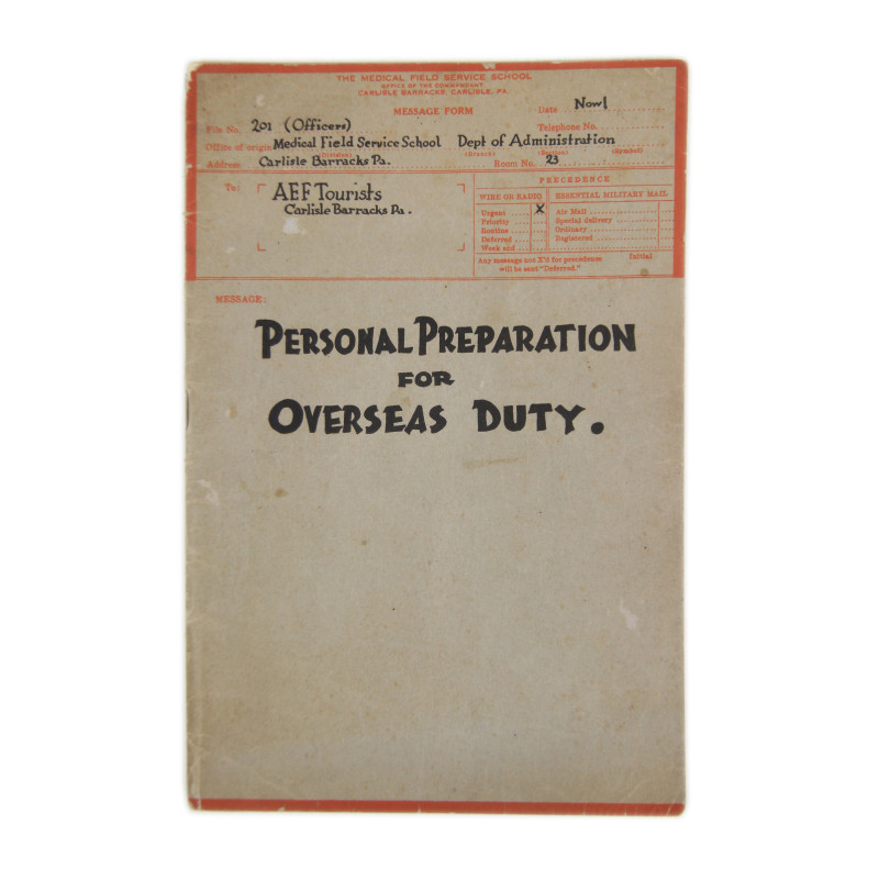 Manuel de préparation au service à l'étranger, Medical Field Service School, 1943