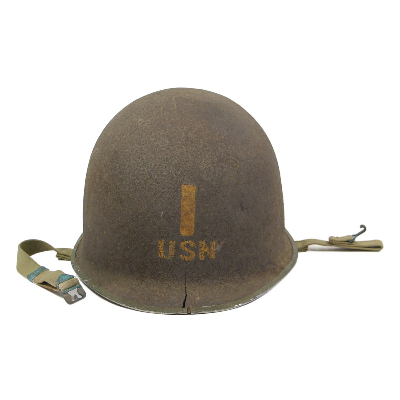 Casque M1, pattes fixes, Schlueter, Ensign, US Navy, liner MSA, A washers verts Casque M1, pattes fixes, Schlueter, Ensign, US Navy, liner MSA, A washers verts
